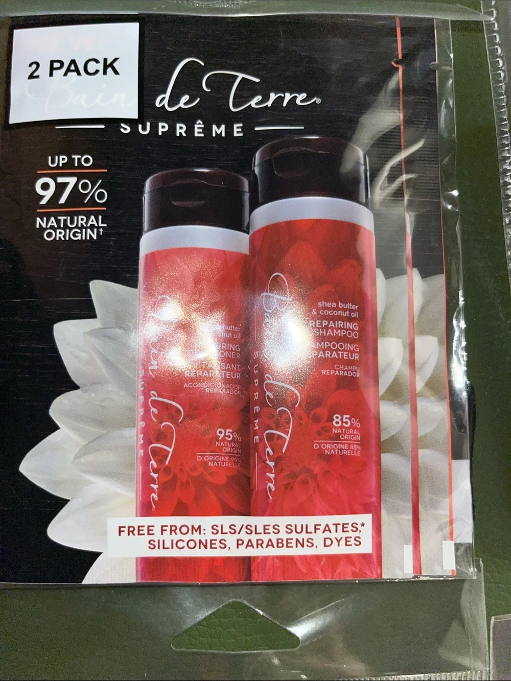 Supreme 3 pack of 2-Pack Red, Coconut oil Shampoo & Tan Handheld Scalp Massager